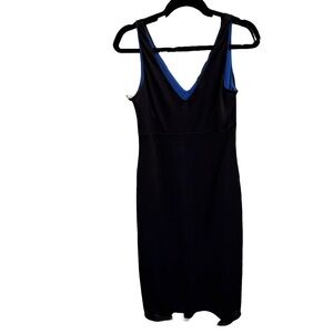 Ralph Lauren Women’s Black W/Royal Blue Dress  Sleeveless, Knee Length Sz M